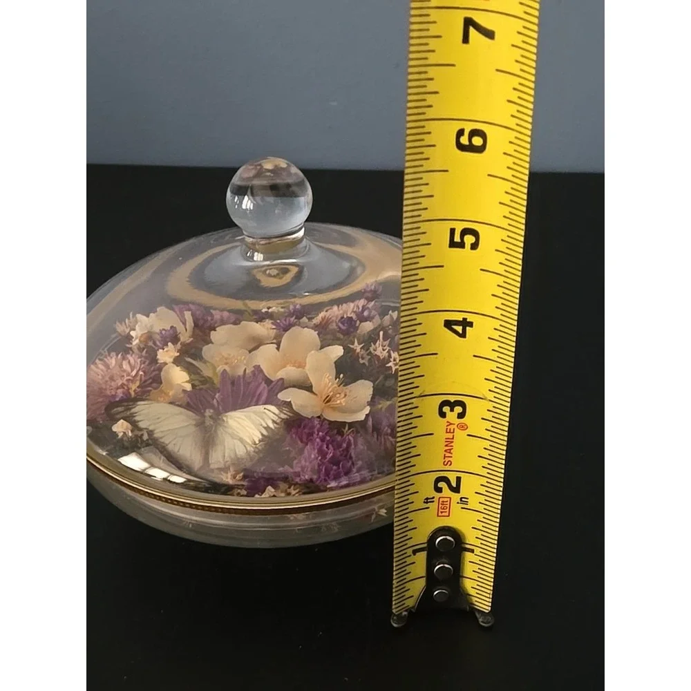 Vintge Apothecary Round Dome Dish Display w Lid Terrarium‎ Floral Dried Flowers